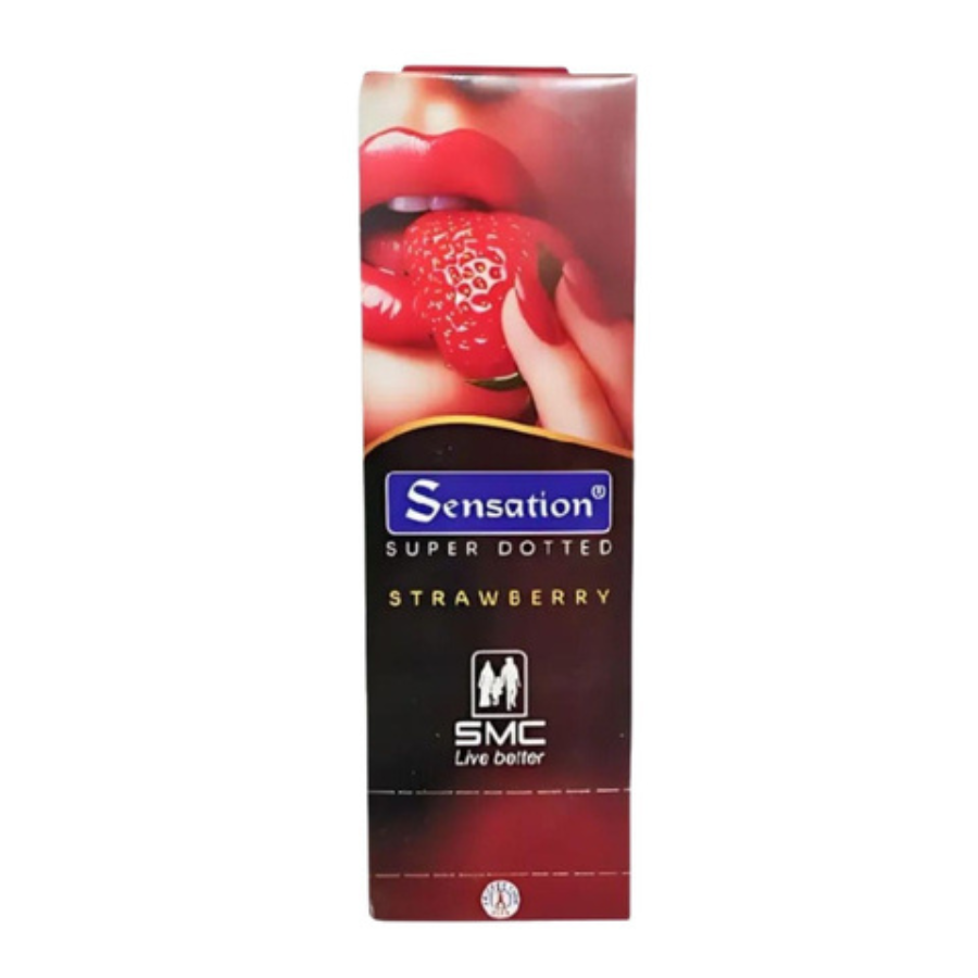 Sensation Condom - Strawberry Flavor Super Dotted - Full Box - 12 Pack x 3pcs=36pcs