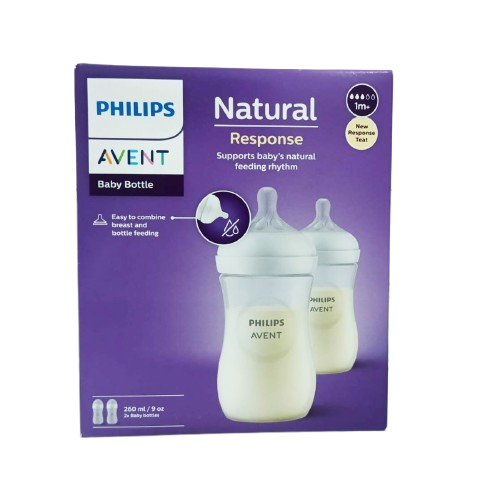 Philips Avent Natural White Feeding Bottle 2 pc Set (1m+) - 260 ml (Model- SCY903/02)